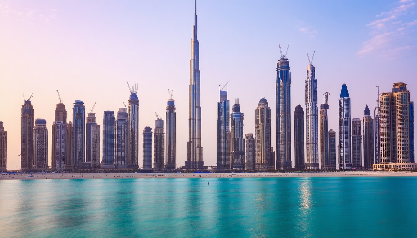 Iconic Dubai skyline with Burj Khalifa