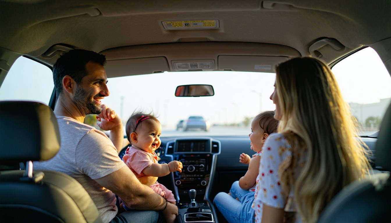 Family enjoying a comfortable road trip in Dubai