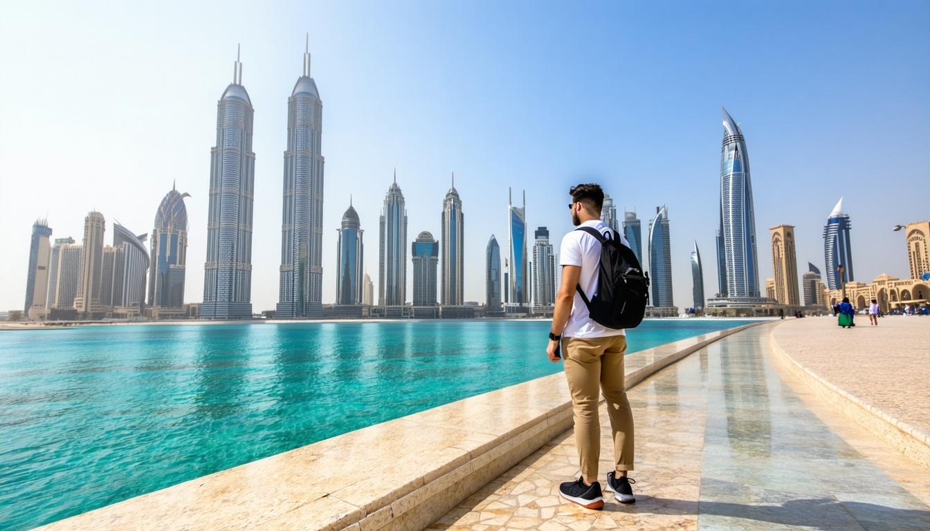 Tourist exploring Dubai landmarks